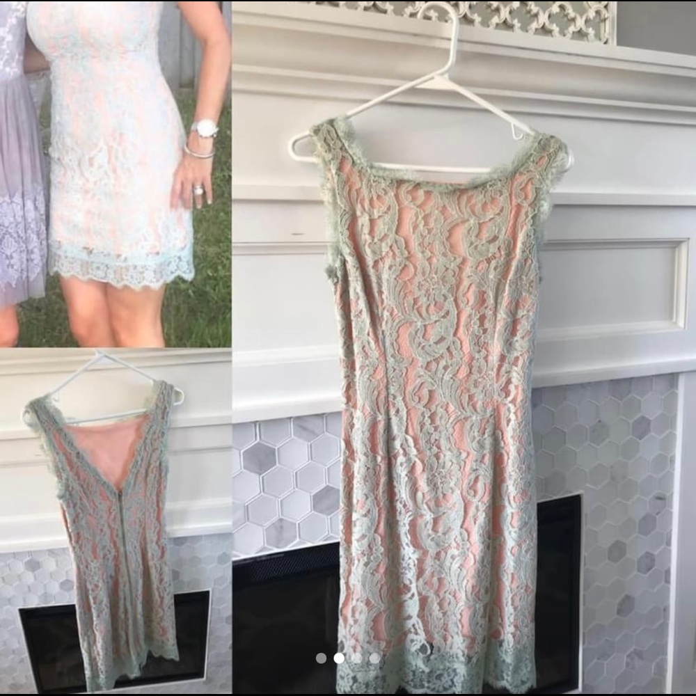 3/$30 Sea-foam Green and Peach lace dress